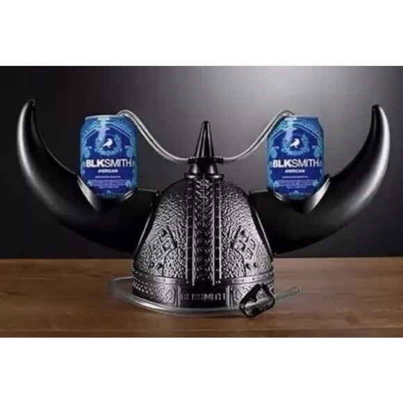 blacksmith viking Other - BLKSMITH Viking Beer Drinking Helmet‎ Black Holds 2 12 Oz Cans